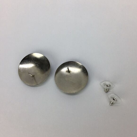 Vtg 1980s Navy and Cream Polka‎ Dot Stud Earrings Rockabilly Retro Pin Up - Picture 6 of 8